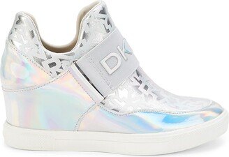 DKNY Women's Cosmos Metallic Wedge Slip On Sneakers