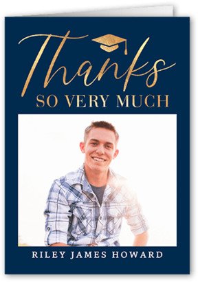 Thank You Cards: Clear Thank You Card, Blue, 3X5, Matte, Folded Smooth Cardstock