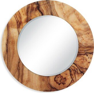 Round Print Tempered Art Glass Beveled Wall Mirror