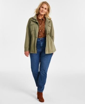Style Co Plus Size Field Jacket Button Down Shirt Straight Leg High Rise Denim Jeans Created For Macys