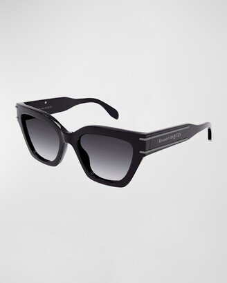 Acetate Cat-Eye Sunglasses w/ Logo Detail