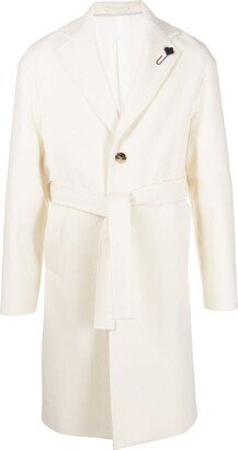 Notched-Lapel Belted Trench Coat