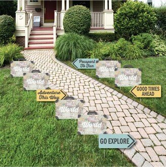 Big Dot Of Happiness World Awaits - Map Party Lawn Decor - Outdoor Travel Party Yard Decor - 10 Pc