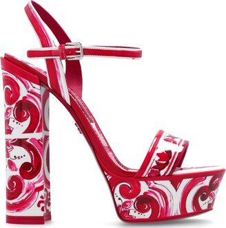 Maiolica Printed High Block Heel Sandals