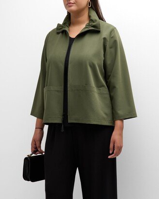 Plus Size Zip-Front Gabardine Travel Jacket