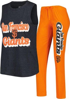 Women's Concepts Sport Orange, Black San Francisco Giants Wordmark Meter Muscle Tank Top and Pants Sleep Set - Orange, Black