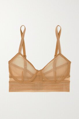 Bare Lace-trimmed Tulle Underwired Soft-cup Bra - Neutrals