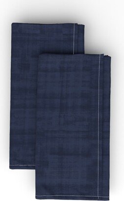 Cloth Napkins: Texture - Dark Blue Cloth Napkin, Longleaf Sateen Grand, Blue