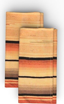 Cloth Napkins: Saltillo Stripe - Orange Cloth Napkin, Longleaf Sateen Grand, Orange
