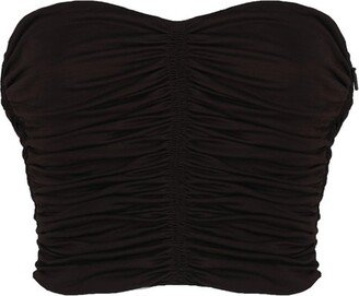 Ruched Strapless Cropped Top