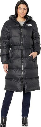 Nuptse Belted Long Parka (TNF Black) Women's Clothing