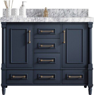 Aberdeen 42 In. W X 22 D Single Sink Bathroom Vanity in Hale Navy Blue With Quartz Or Marble Countertop | Modern Vanity Premium Q