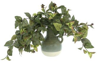 Creative Displays Ivy Arrangement In A Ceramic Vase With Handle