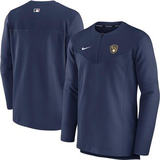 Men's Navy Milwaukee Brewers Authentic Collection Game Time Performance Half-Zip Top