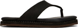 Black Leather Flip Flops