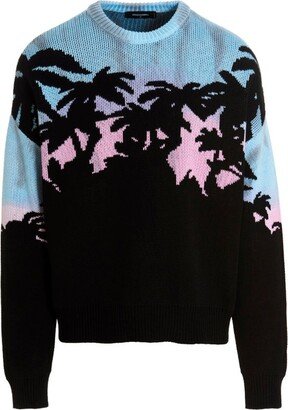 Tropical Patterned-Jacquard Crewneck Jumper