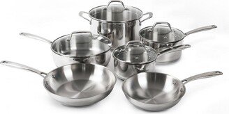 Othello 10-Piece Tri-Ply Stainless Steel Cookware Set, Induction Cooktop Compatible, Professional Performance Pots & Pans, Oven Safe, Dishwasher Safe