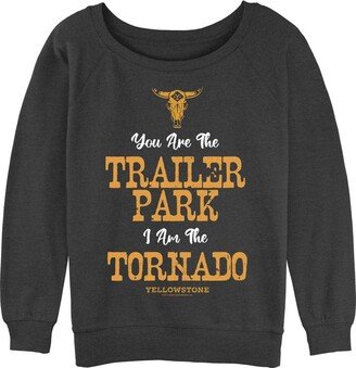 Women's Y Yellowstone Trailer Park Tornado Junior's Raglan Pullover with Coverstitch