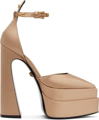 Beige Aevitas Pointy Platform Heels