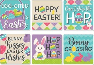 Big Dot of Happiness Hippity Hoppity - Funny Easter Bunny Party Decorations - Drink Coasters - Set of 6