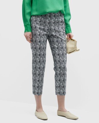 Audrey Scribble-Print Slim-Leg Capri Trousers