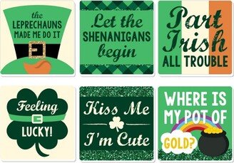 Big Dot of Happiness St. Patrick's Day - Funny Saint Patty's Day Party Decorations - Drink Coasters - Set of 6