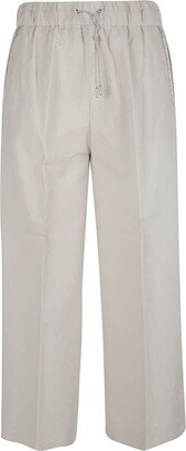 Straight-Leg Drawstring Embellished Trousers