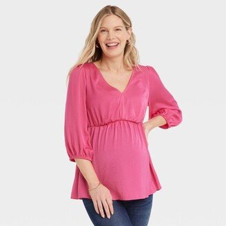 Elbow Sleeve Woven Back Cut Out Maternity And Beyond Shirt - Isabel Maternity by Ingrid & Isabel™ XXL