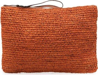 IBELIV Ampy woven-raffia makeup bag