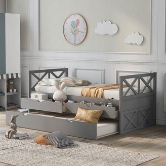 Magic Home Multi-Functional Daybed with Drawers and Trundle, Gray