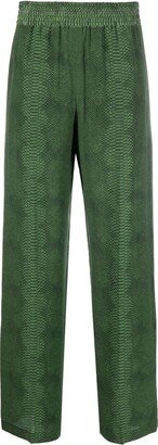 Snakeskin-Print Straight Trousers