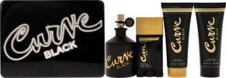 Curve Black by for Men - 4 Pc Gift Set 4.2oz EDC Spray, 3.4oz After Shave Balm, 3.4oz Shower Gel, 1.7oz Deodrant Stick