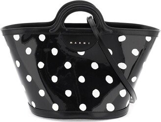 Patent Leather Tropicalia Bucket Bag With Polka-dot Pattern