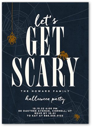 Halloween Invitations: Lets Get Scary Halloween Invitation, Gray, 5X7, Standard Smooth Cardstock, Square