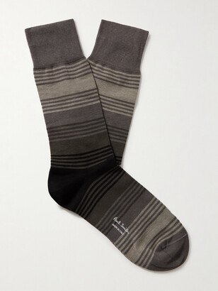 Striped Cotton-Blend Socks-AA