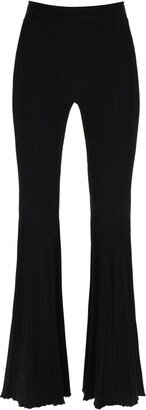 Elastic Waist Flared Knit Trousers