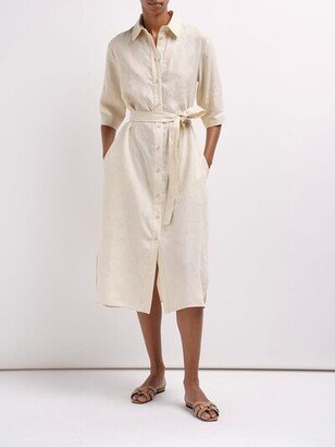 Prugna linen canvas midi shirt dress