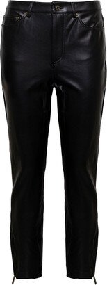 Black Five Pockets Pants In Vegan Leather Woman M Michael Kors-AA