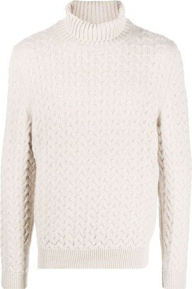 Roll-Neck Cable-Knit Jumper-AB