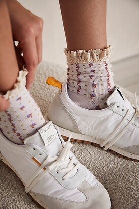 Rosebud Waffle Knit Ankle Socks