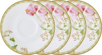 Poppy Place 6 Saucers, Set of 4 - White, Pink, Gold-Tone