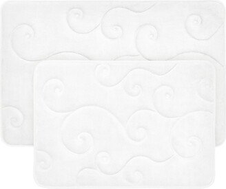 2pc Swirl Memory Foam Bath Mat Set White - Yorkshire Home