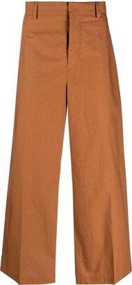 Wide-Leg Cotton Trousers-AQ