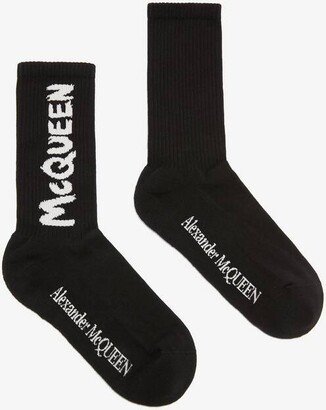 Men's Graffiti Socks In Black/ivory