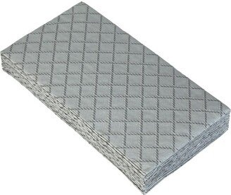 Quilted Linen Look Napkins for Events, Guest Towels, Silver, 12 PC