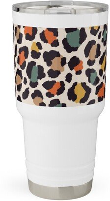 Travel Mugs: Colored Leopard Print - Mulit Travel Tumbler, 30Oz, Multicolor