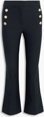 Button-embellished cotton-blend twill kick-flare pants-AA