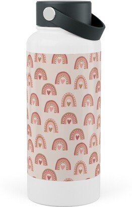 Photo Water Bottles: Hearts And Rainbows - Pink Stainless Steel Wide Mouth Water Bottle, 30Oz, Wide Mouth, Pink