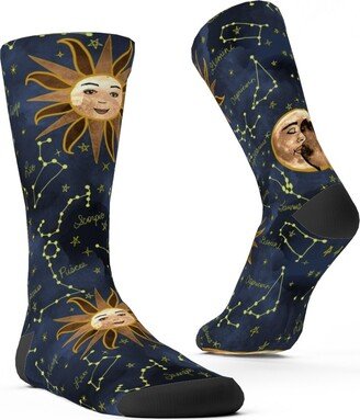 Socks: Celestial Star Signs Custom Socks, Blue