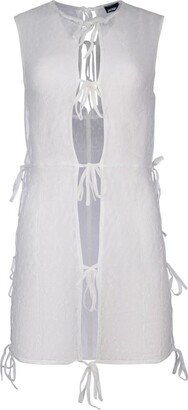 Sheer Ribbon Mini Dress